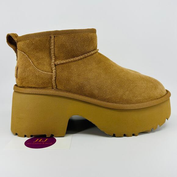 UGG Womens Classic Ultra Mini New Heights Chestnut Platform Boots 1158311 Size 7 - Picture 1 of 12